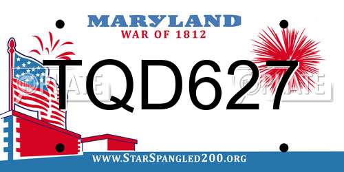 TQD627 Maryland License Plate