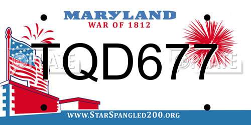 TQD677 Maryland License Plate