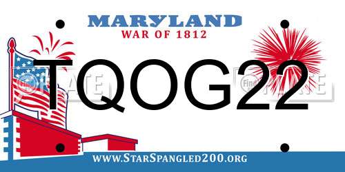 TQOG22 Maryland License Plate