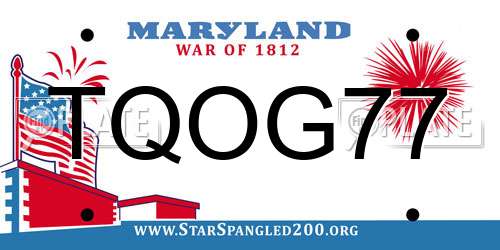 TQOG77 Maryland License Plate