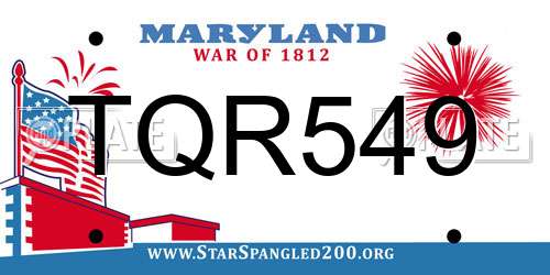 TQR549 Maryland License Plate