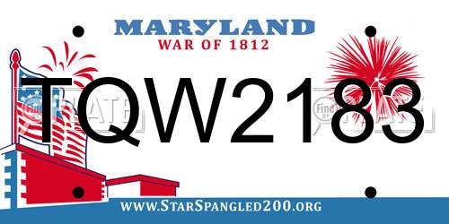 TQW2183 Maryland License Plate