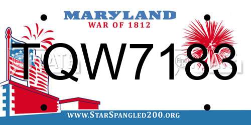 TQW7183 Maryland License Plate