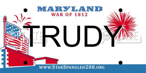 TRUDY Maryland License Plate