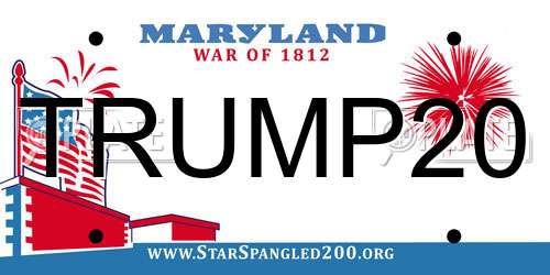TRUMP20 Maryland License Plate