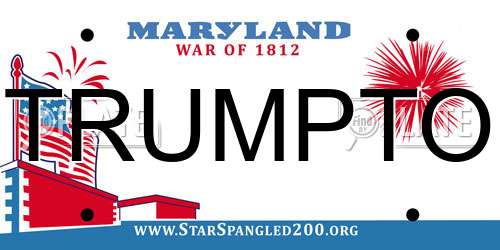 TRUMPTO Maryland License Plate