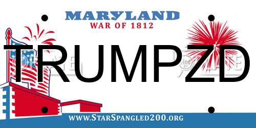 TRUMPZD Maryland License Plate