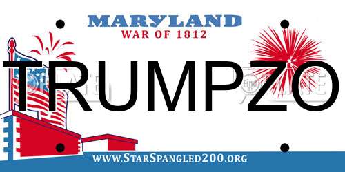 TRUMPZO Maryland License Plate