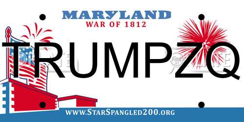 TRUMPZQ Maryland License Plate