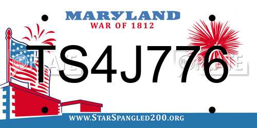 TS4J776 Maryland License Plate