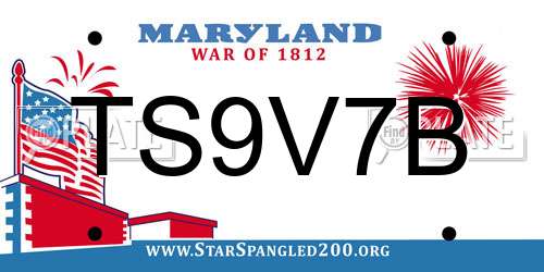 TS9V7B Maryland License Plate