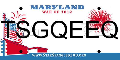 TSGQEEQ Maryland License Plate