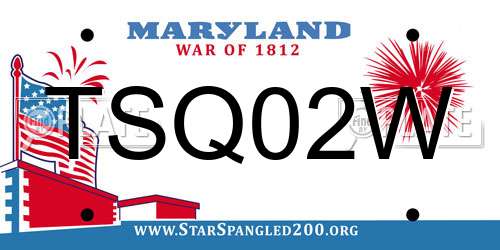 TSQ02W Maryland License Plate