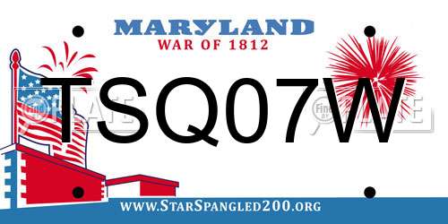TSQ07W Maryland License Plate