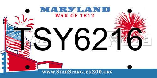 TSY6216 Maryland License Plate