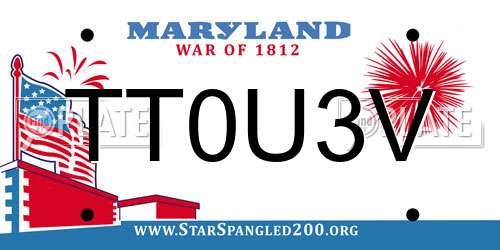 TT0U3V Maryland License Plate