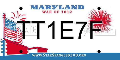 TT1E7F Maryland License Plate