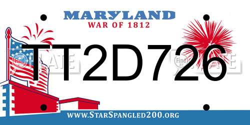 TT2D726 Maryland License Plate