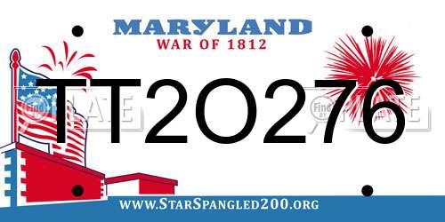 TT2O276 Maryland License Plate