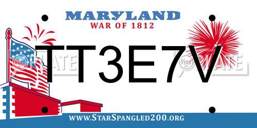 TT3E7V Maryland License Plate