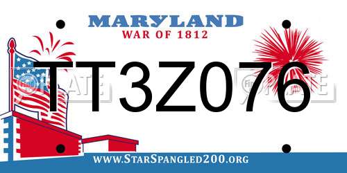 TT3Z076 Maryland License Plate