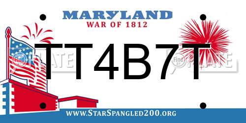 TT4B7T Maryland License Plate