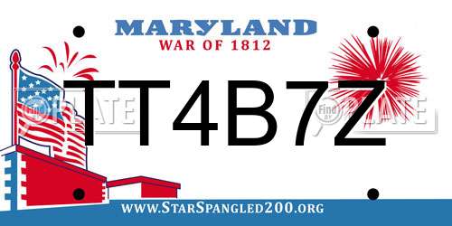 TT4B7Z Maryland License Plate