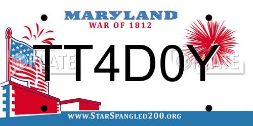 TT4D0Y Maryland License Plate