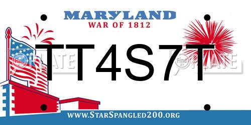 TT4S7T Maryland License Plate