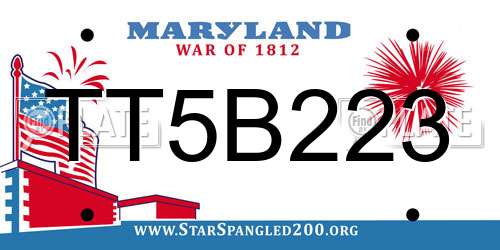 TT5B223 Maryland License Plate