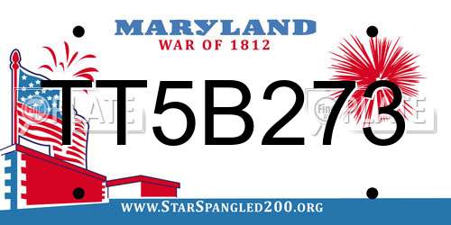 TT5B273 Maryland License Plate