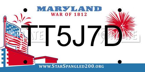 TT5J7D Maryland License Plate