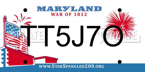 TT5J7O Maryland License Plate