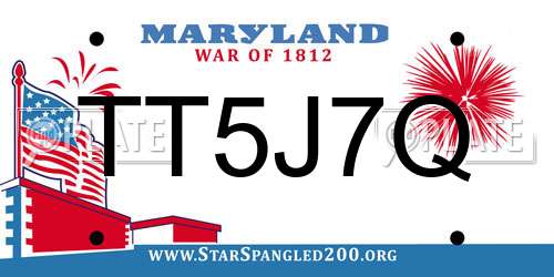 TT5J7Q Maryland License Plate