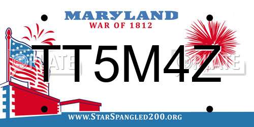 TT5M4Z Maryland License Plate