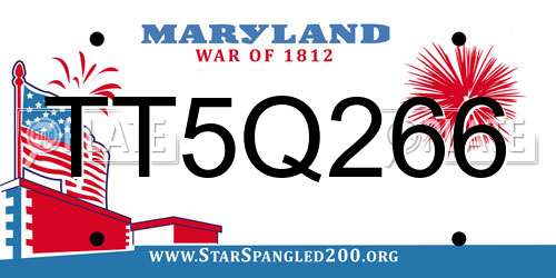 TT5Q266 Maryland License Plate