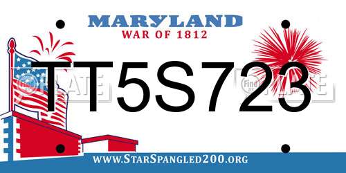 TT5S723 Maryland License Plate