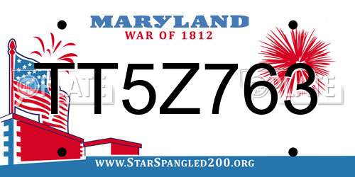 TT5Z763 Maryland License Plate