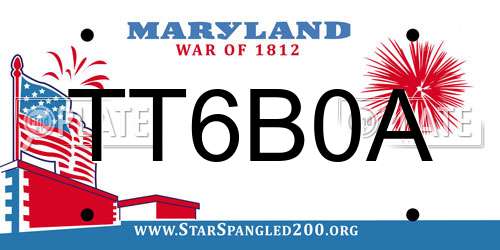 TT6B0A Maryland License Plate
