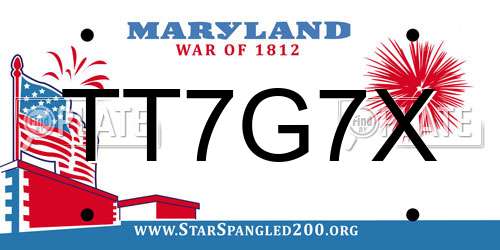 TT7G7X Maryland License Plate