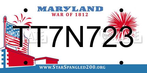TT7N723 Maryland License Plate