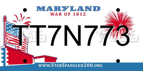 TT7N773 Maryland License Plate