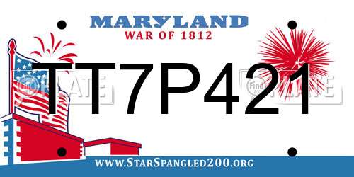 TT7P421 Maryland License Plate