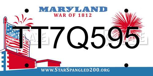 TT7Q595 Maryland License Plate
