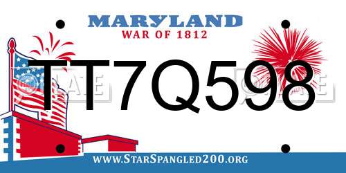 TT7Q598 Maryland License Plate