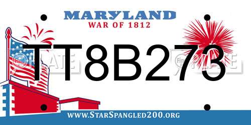 TT8B273 Maryland License Plate