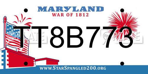 TT8B773 Maryland License Plate