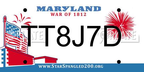 TT8J7D Maryland License Plate