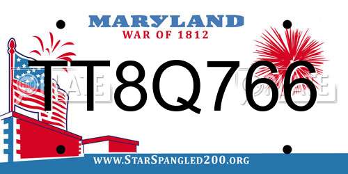 TT8Q766 Maryland License Plate