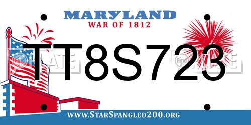 TT8S723 Maryland License Plate